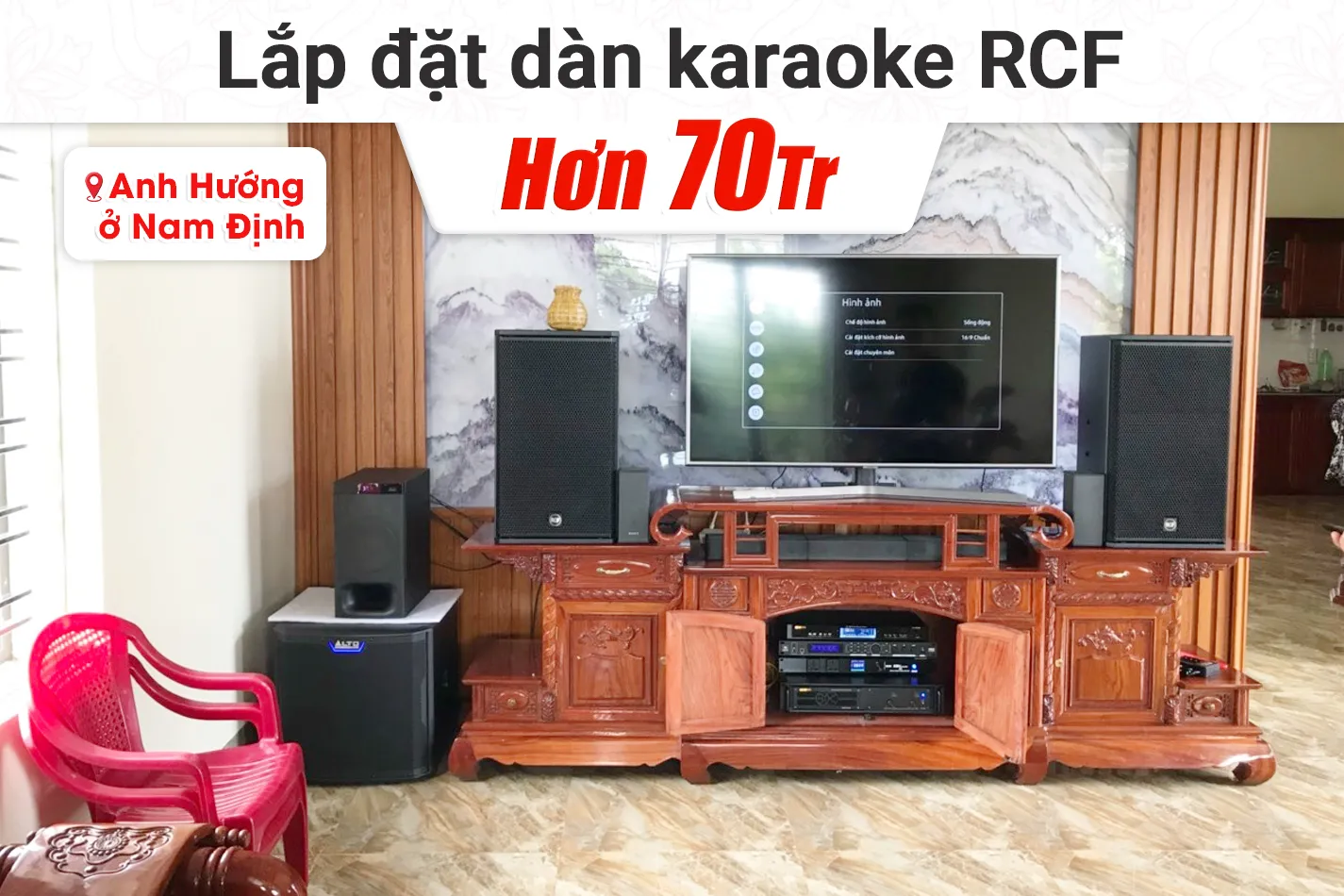 Lắp đặt dàn karaoke RCF hơn 70tr cho anh Hướng tại Nam Định