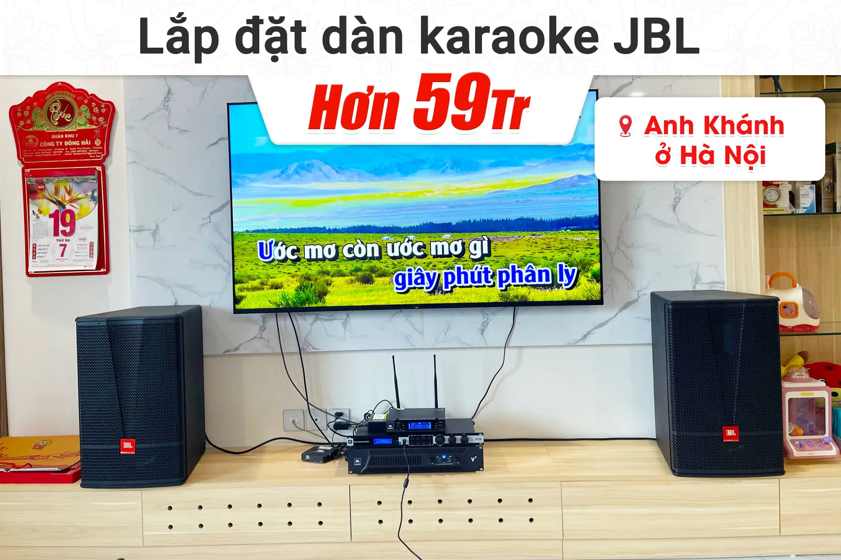 Lắp đặt dàn karaoke JBL hơn 59tr cho anh Khánh tại Hà Nội (JBL CV1270, JBL V8, KX180A, JBL VM200)