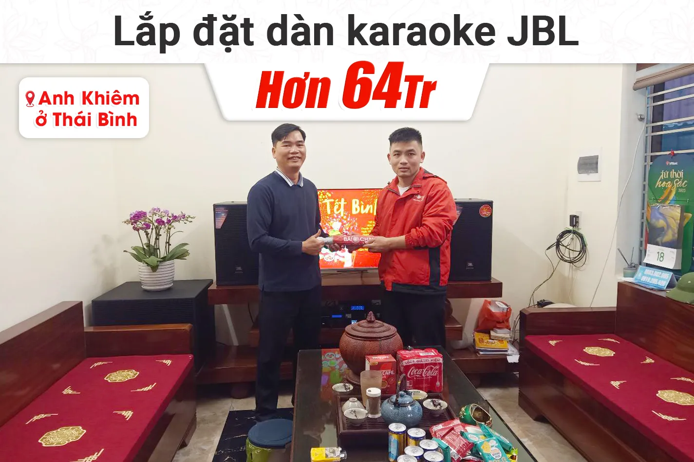 Lắp đặt dàn karaoke JBL hơn 64tr cho anh Khiêm tại Thái Bình