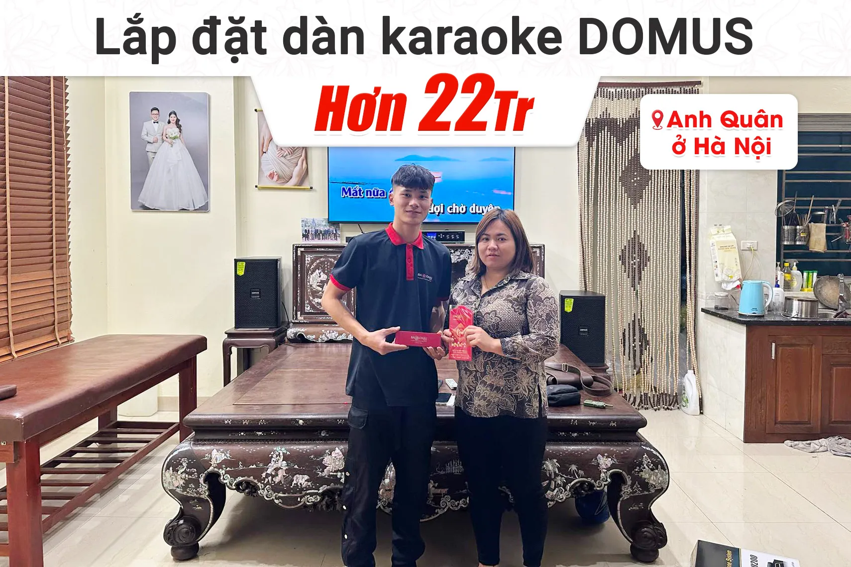Lắp đặt dàn karaoke Domus hơn 22tr cho anh Quân tại Hà Nội