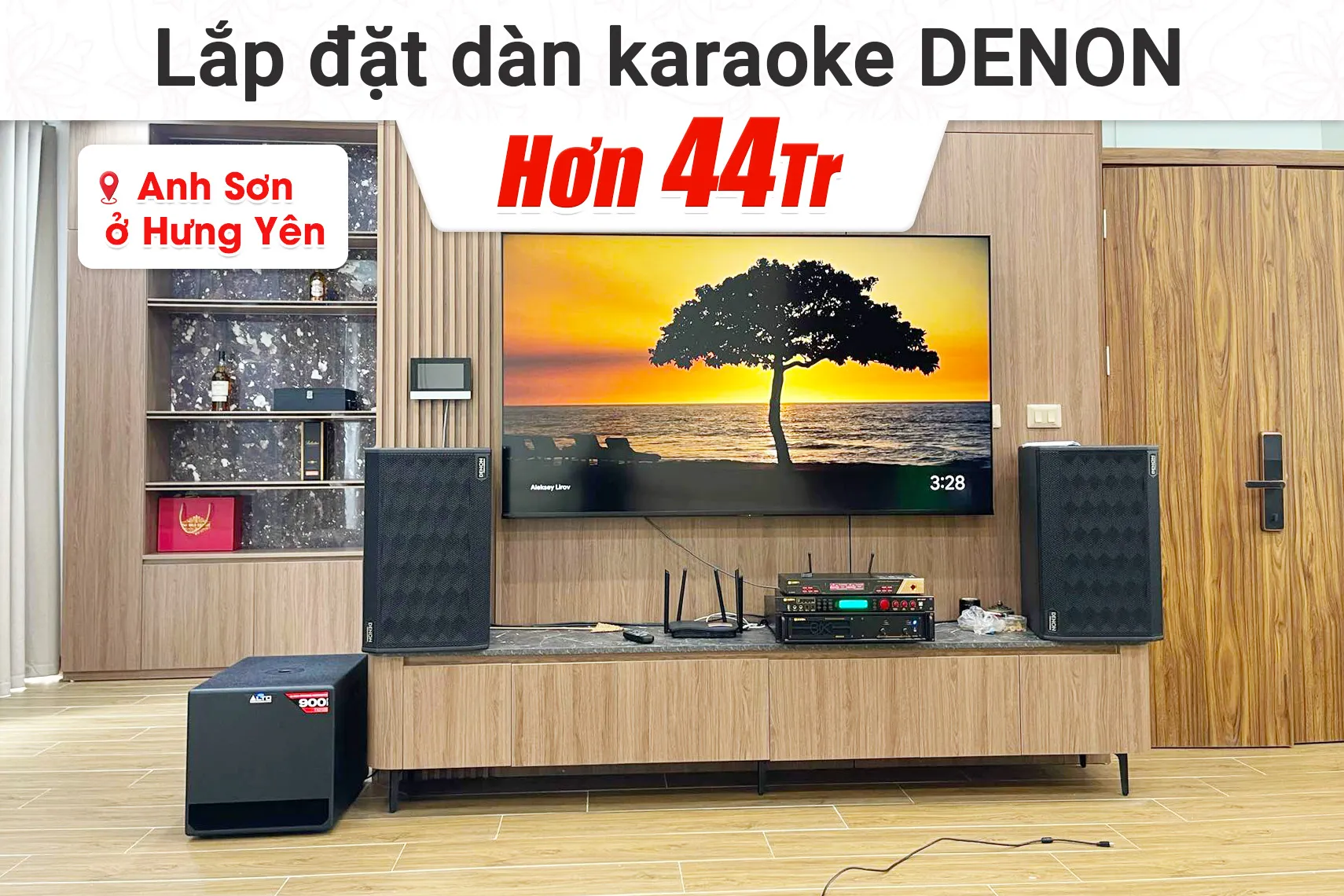 Lắp đặt dàn karaoke Denon hơn 44tr cho anh Sơn tại Hưng Yên