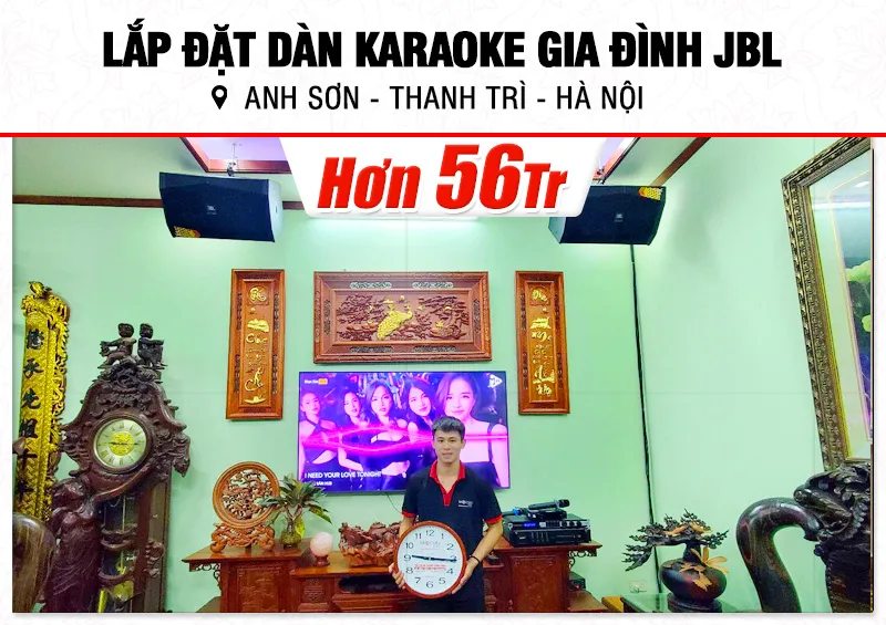 Lắp đặt dàn karaoke JBL hơn 56tr cho anh Sơn tại Hà Nội (JBL XS12, CA-J804, KX180A, JBL VM200)