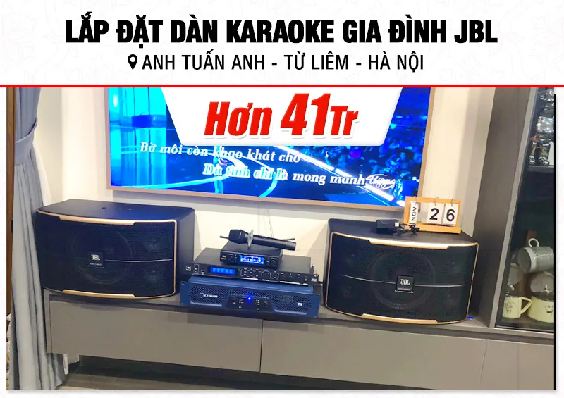 Lắp đặt dàn karaoke JBL hơn 41tr cho anh Tuấn Anh tại Hà Nội (JBL Pasion 10, Crown T5, JBL VX8, JBL VM300)