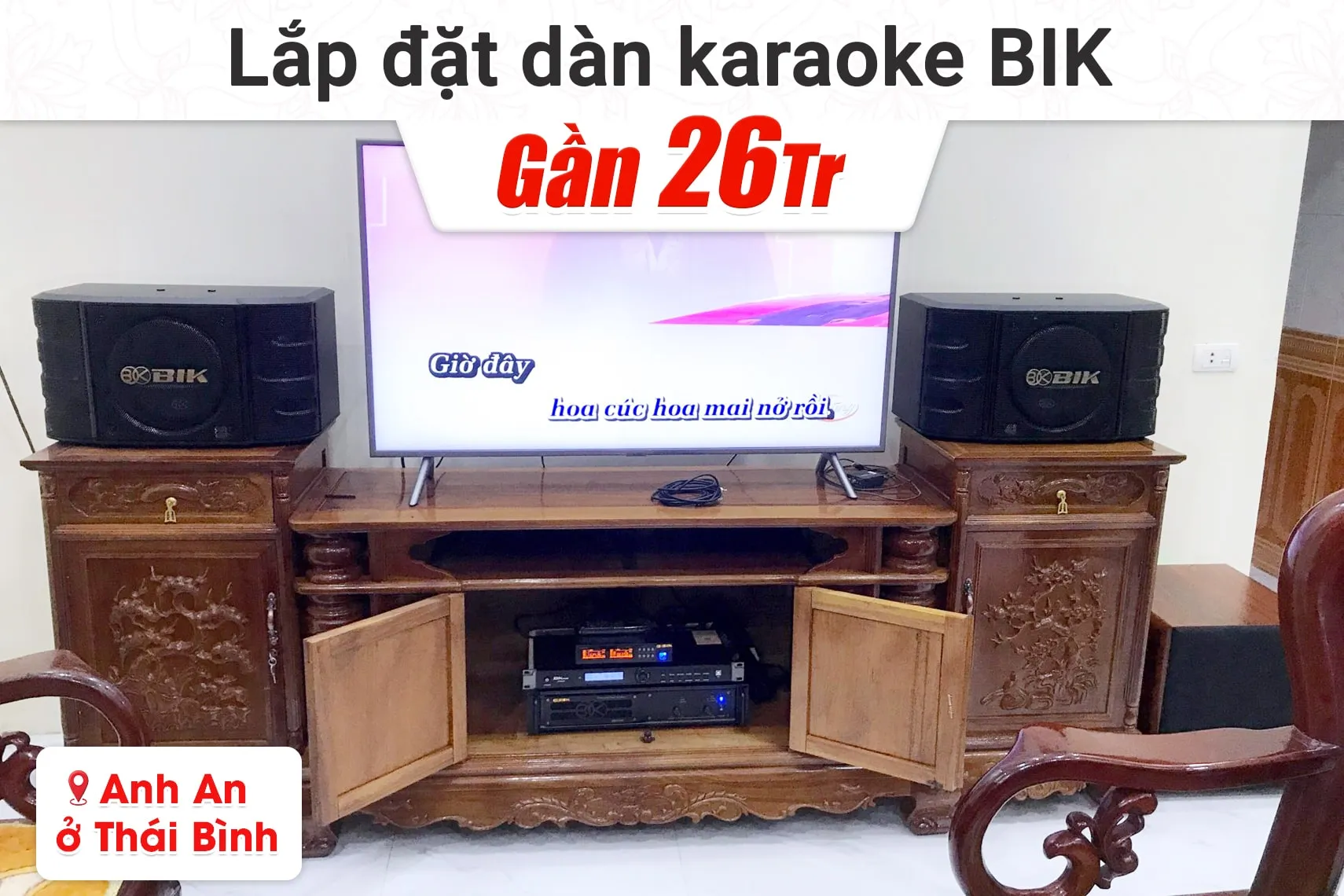 Lắp đặt dàn karaoke BIK hơn 26tr cho anh An tại Thái Bình (BIK BS-998X, VM420A, KP500, SW512, BJ-U100)