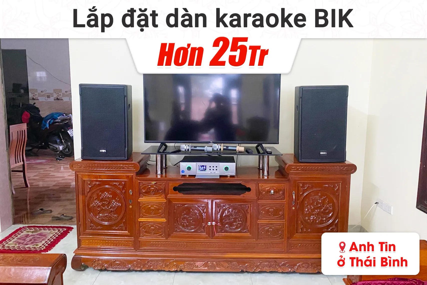 Lắp đặt dàn karaoke BIK hơn 25tr cho anh Tin tại Thái Bình (BIK CS-525, Denon Pro-DP 1600)