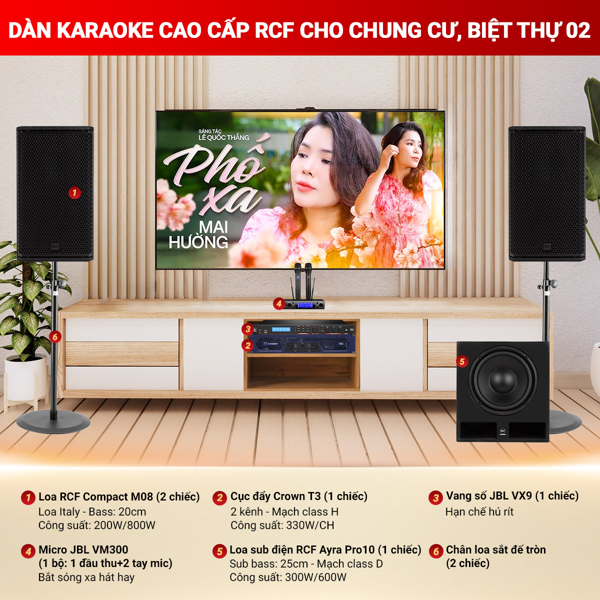 D&agrave;n karaoke cao cấp RCF cho chung cư, biệt thự 02