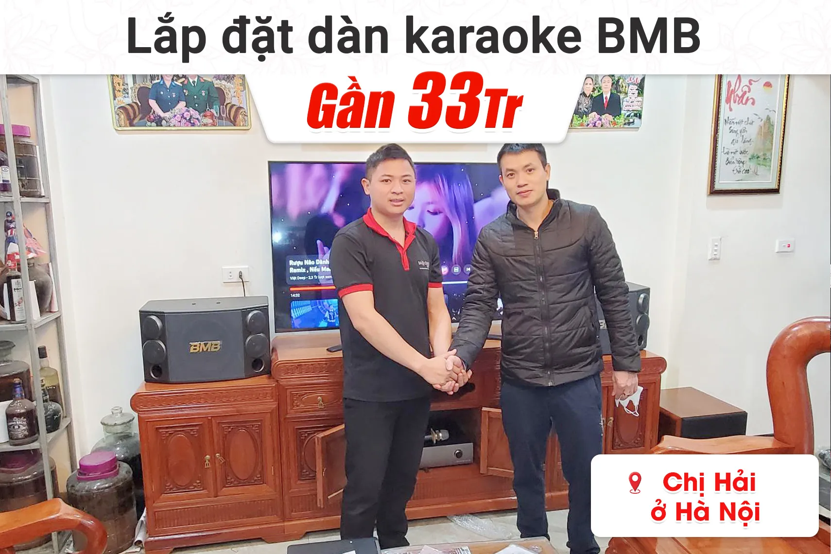 Lắp đặt dàn karaoke BMB gần 33tr cho chị Hải tại Hà Nội (BMB 880SE, Denon Pro DP-N1600, SW512C)