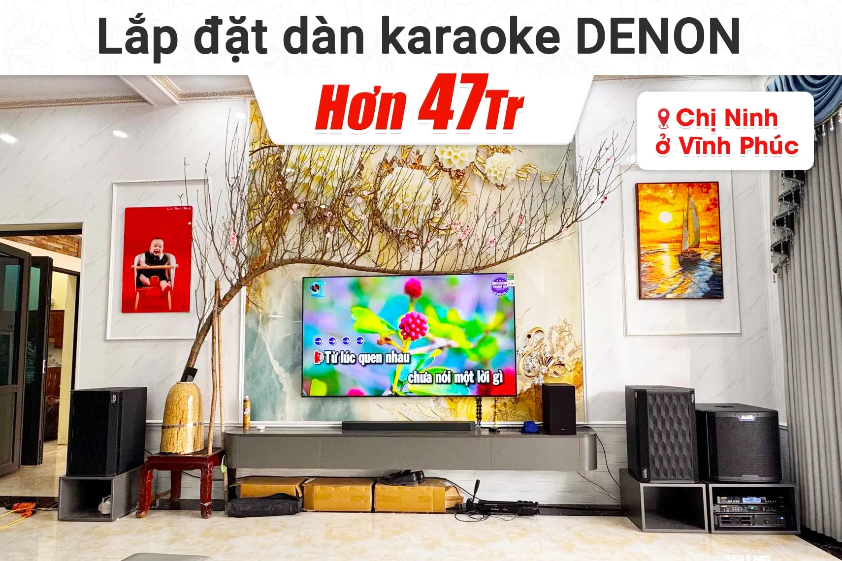Lắp đặt dàn karaoke Denon hơn 47tr cho chị Ninh tại Vĩnh Phúc