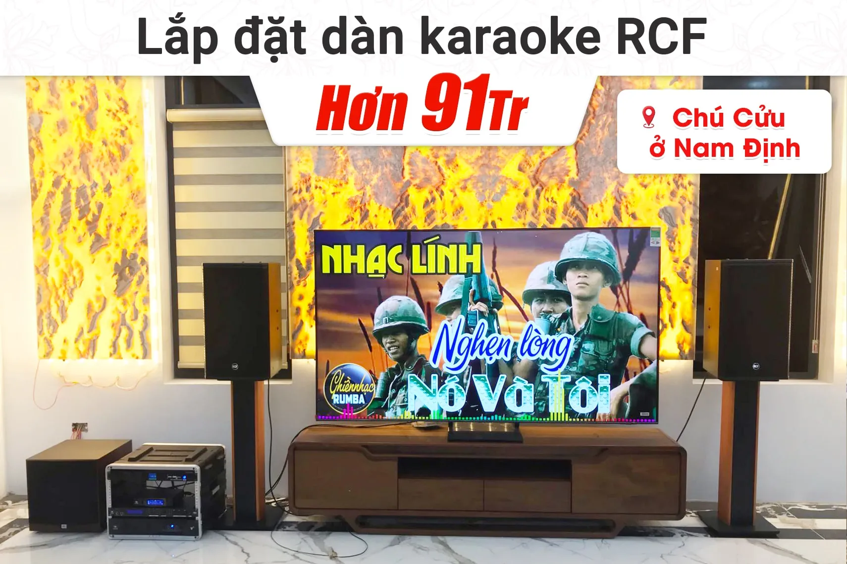 Lắp đặt dàn karaoke RCF hơn 91tr cho chú Cửu tại Nam Định (RCF X-Max 12, JBL V8, JBL VX8, A120P,…)