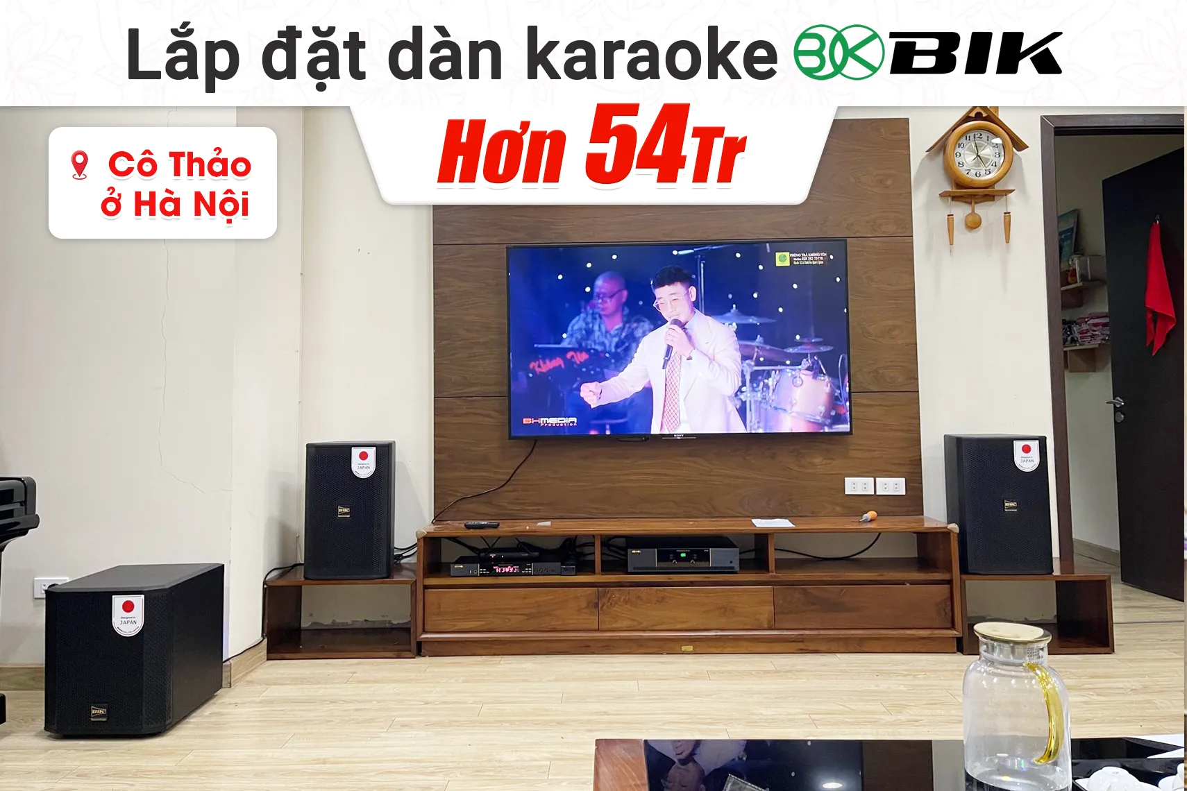 Lắp đặt dàn karaoke BIK hơn 54tr cho cô Thảo tại Hà Nội (BIK CS-620, BIK VK-A52, BIK VK-R51, BBK-W25A, Shure SXV288A/PG58)