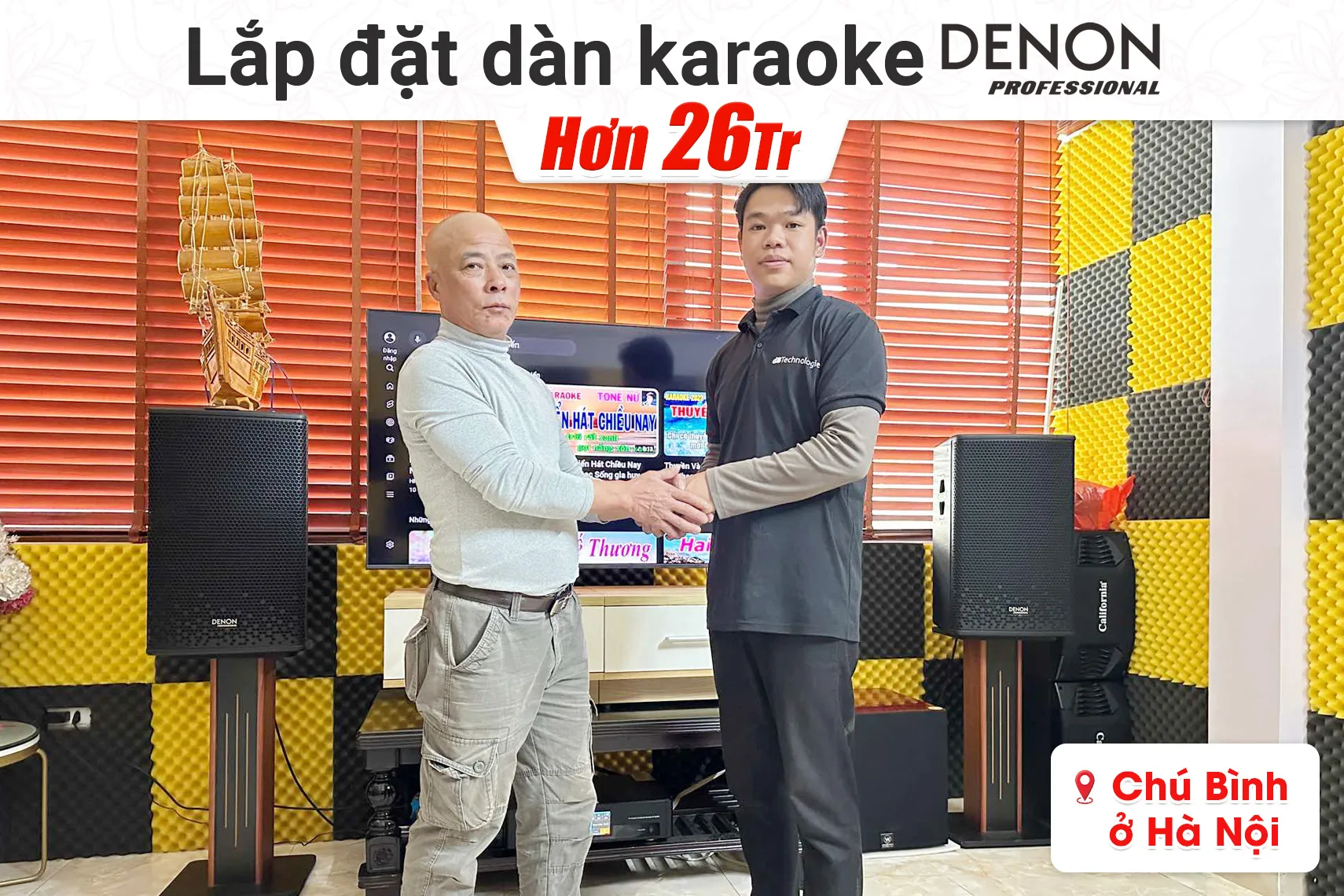 Lắp đặt dàn karaoke Denon hơn 26tr cho chú Bình tại Hà Nội