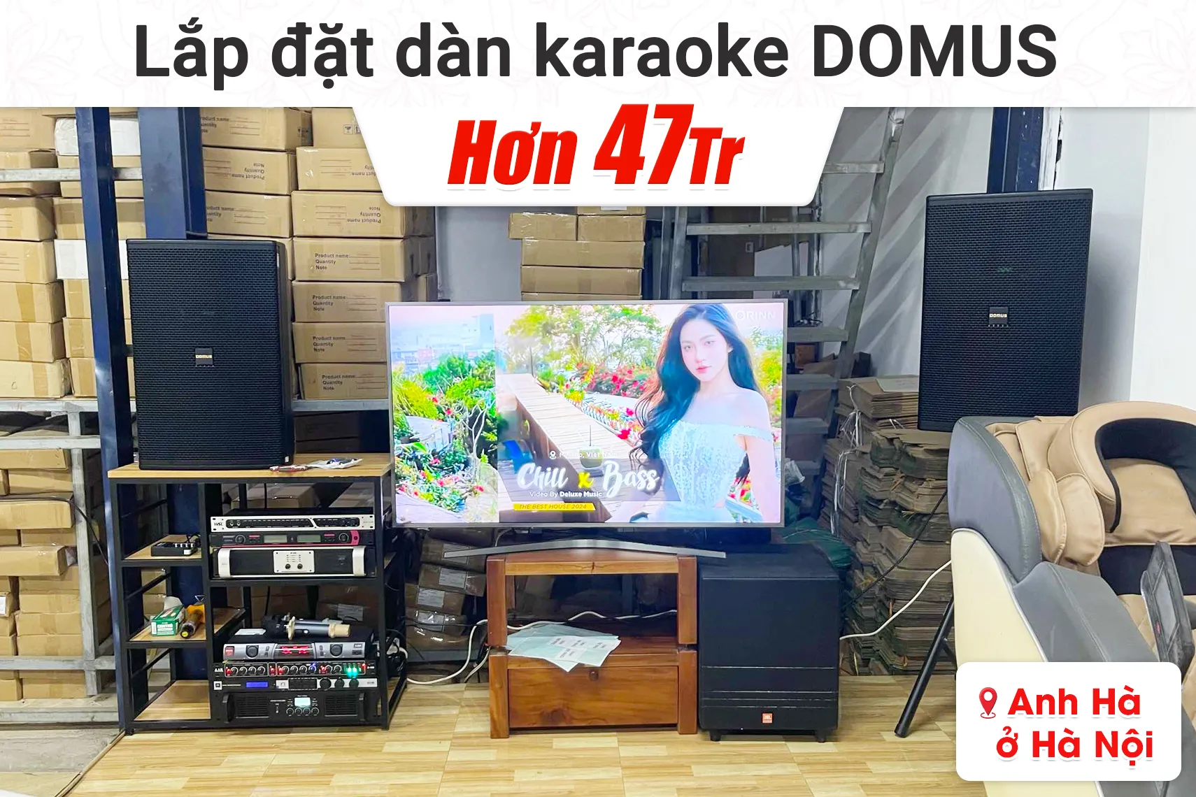 Lắp đặt dàn karaoke Domus hơn 47tr cho anh Hà tại Hà Nội