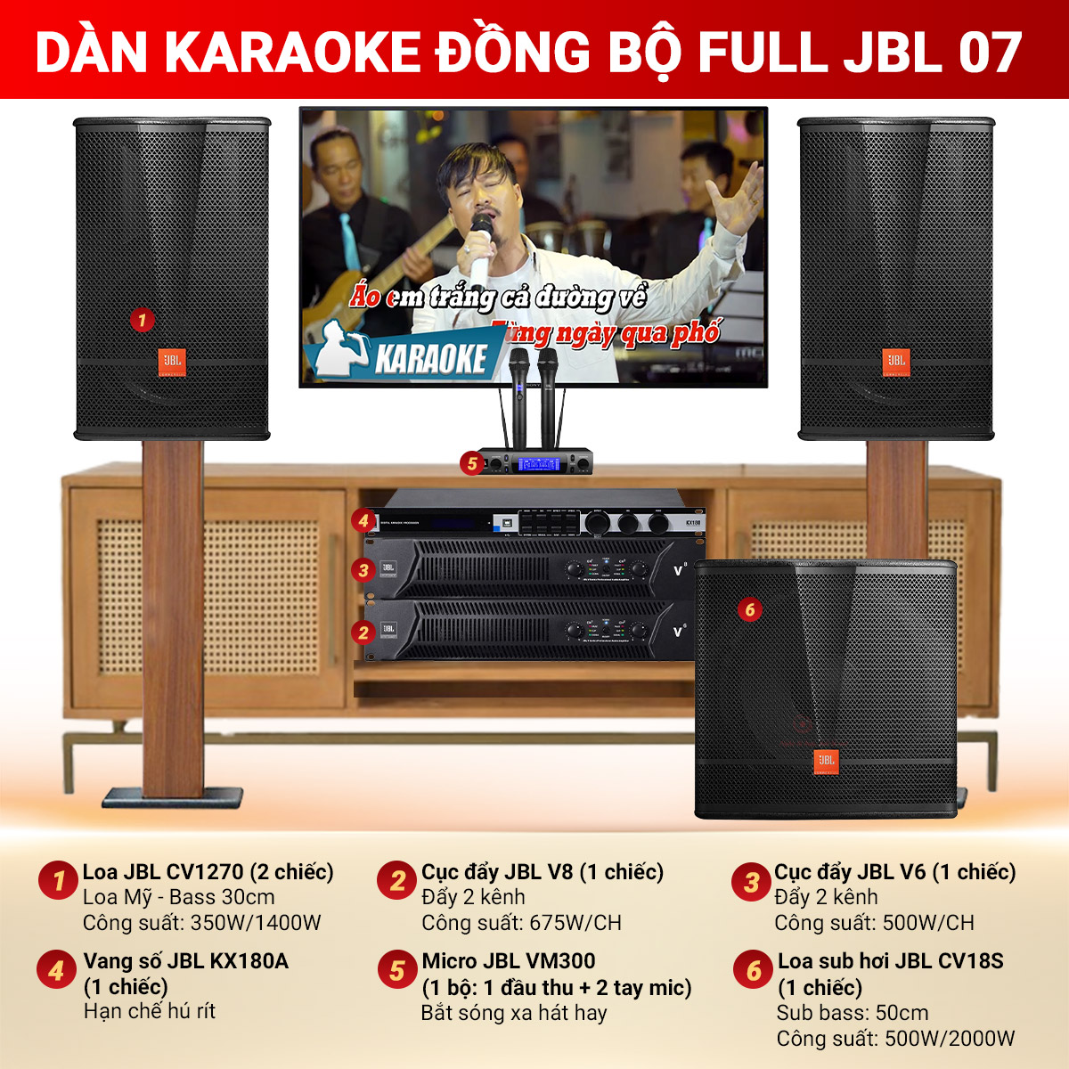 D&agrave;n karaoke đồng bộ full JBL 07