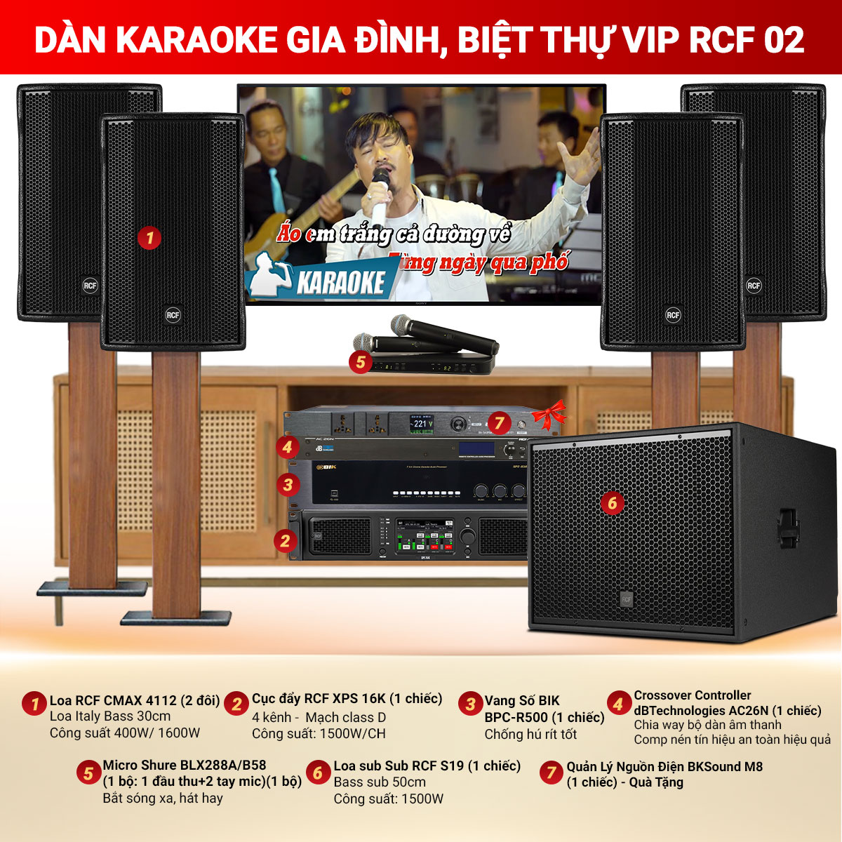 Dàn karaoke gia đình, biệt thự vip RCF 02
