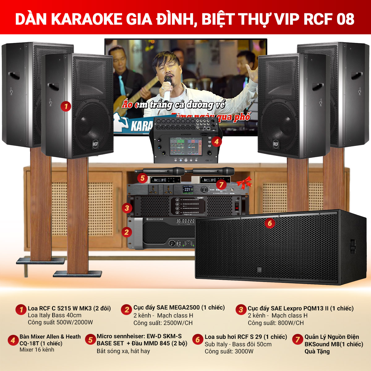 Dàn karaoke gia đình, biệt thự vip RCF 08
