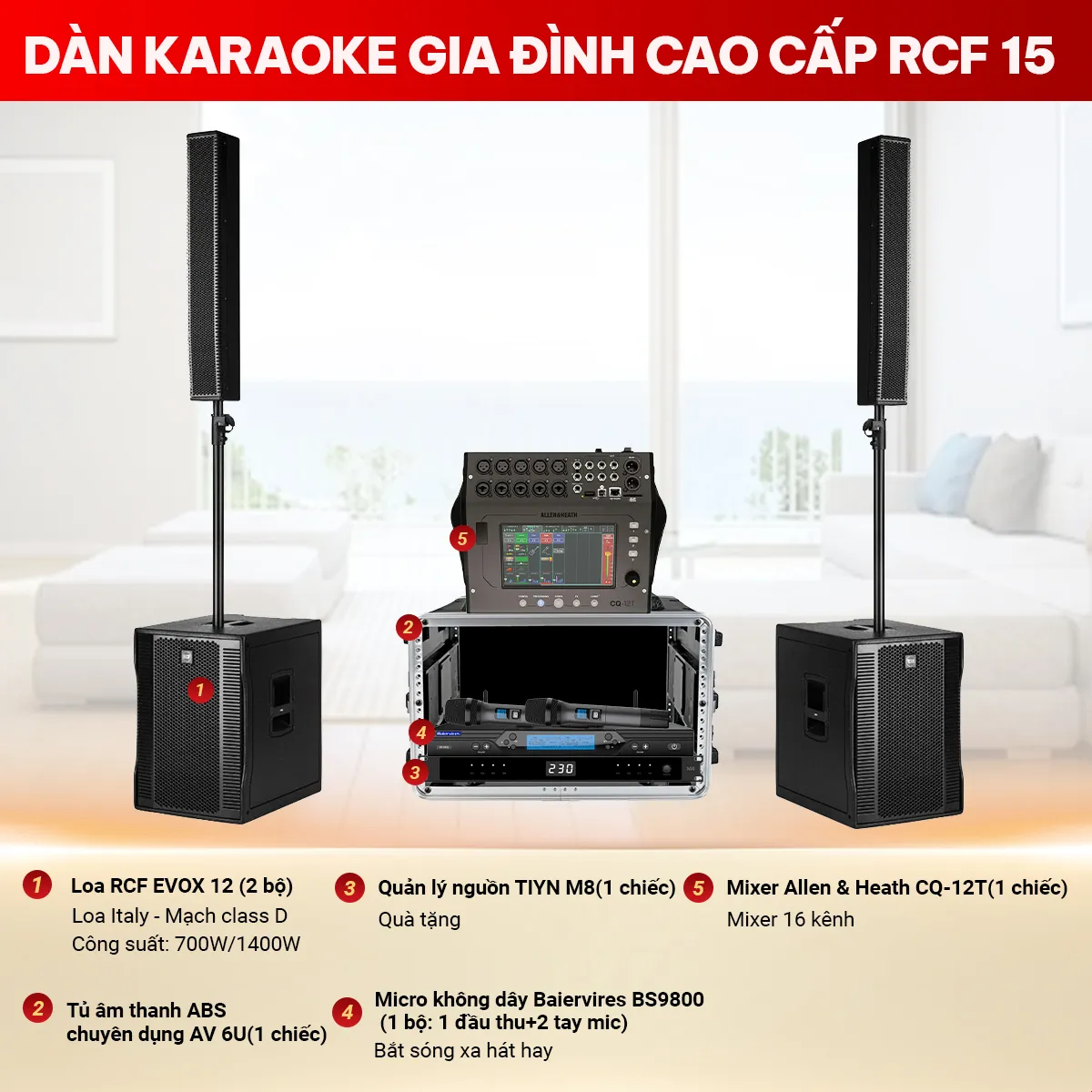 Dàn karaoke gia đình cao cấp RCF 15