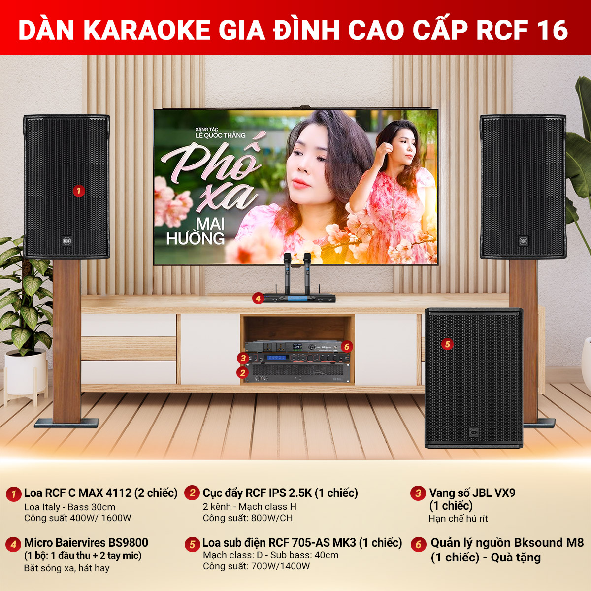 D&agrave;n karaoke gia đ&igrave;nh cao cấp RCF 16