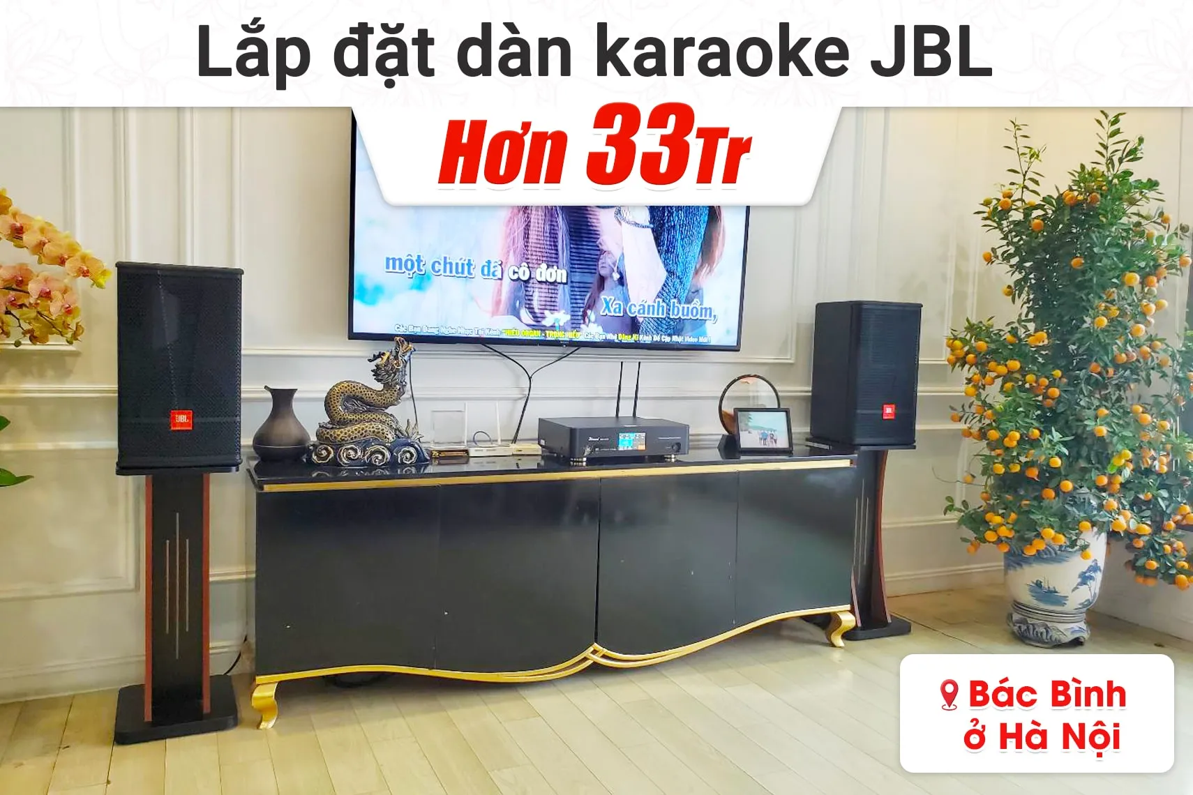 Lắp đặt dàn karaoke JBL hơn 33tr cho bác Bình tại Hà Nội (JBL CV1070, BKSound DKA 6500)