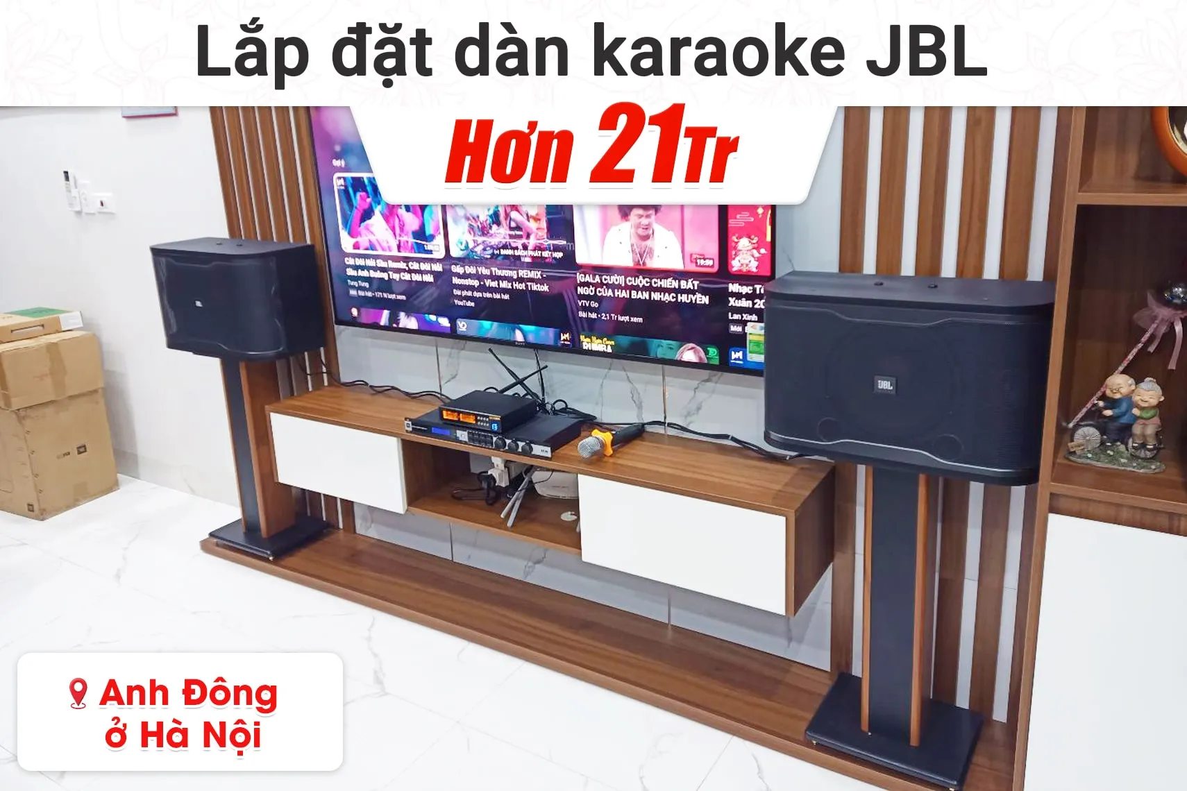 Lắp đặt dàn karaoke JBL hơn 21tr cho anh Đông tại Hà Nội (JBL RM210, KX180A, BIK BJ-U100)