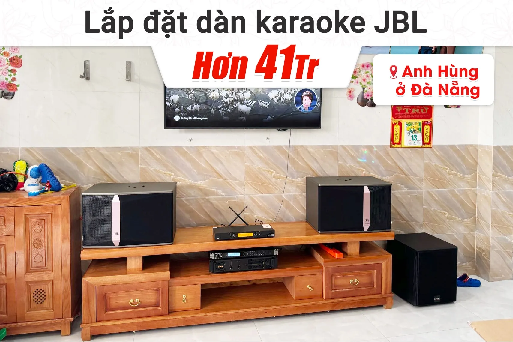 Lắp đặt dàn karaoke JBL hơn 41tr cho anh Hùng tại Đà Nẵng (JBL KI512, CA-J602, KP600, BJ-W25AV, UGX12 Plus)