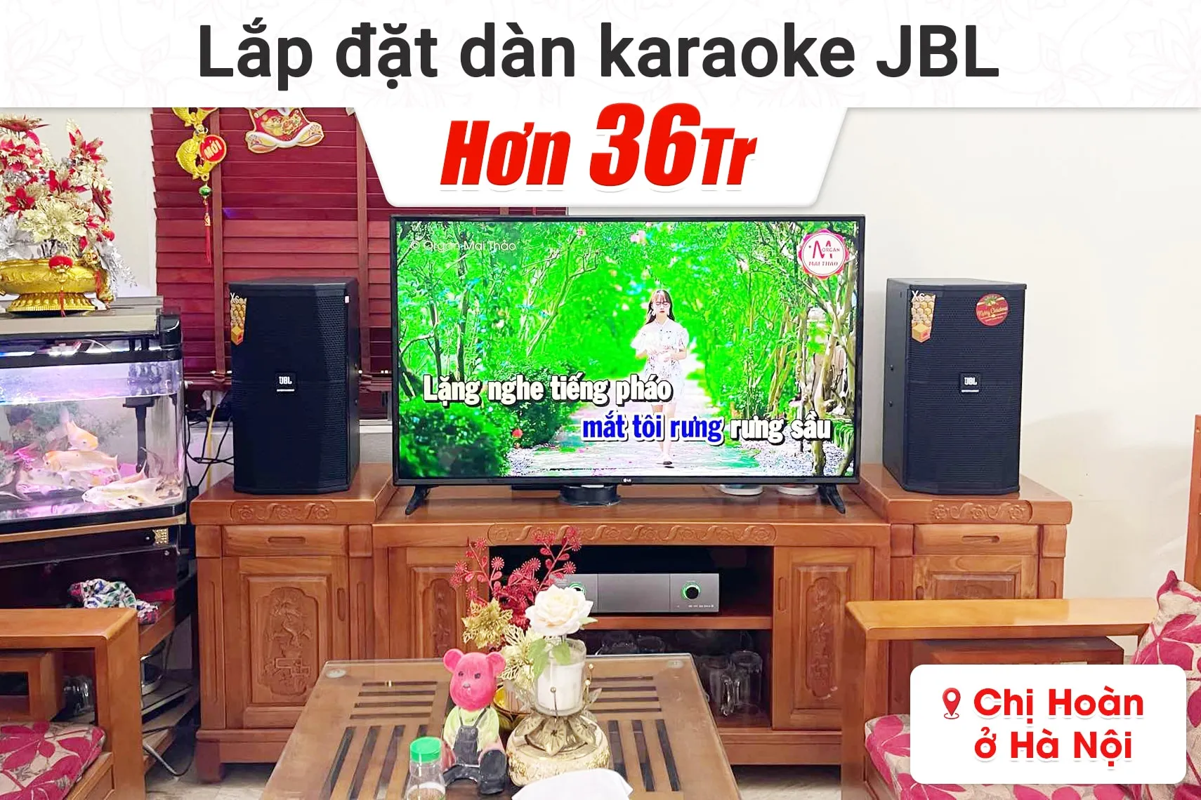 Lắp đặt dàn karaoke JBL hơn 36tr cho chị Hoàn tại Hà Nội (JBL XS12, Denon Pro-DP 1600)