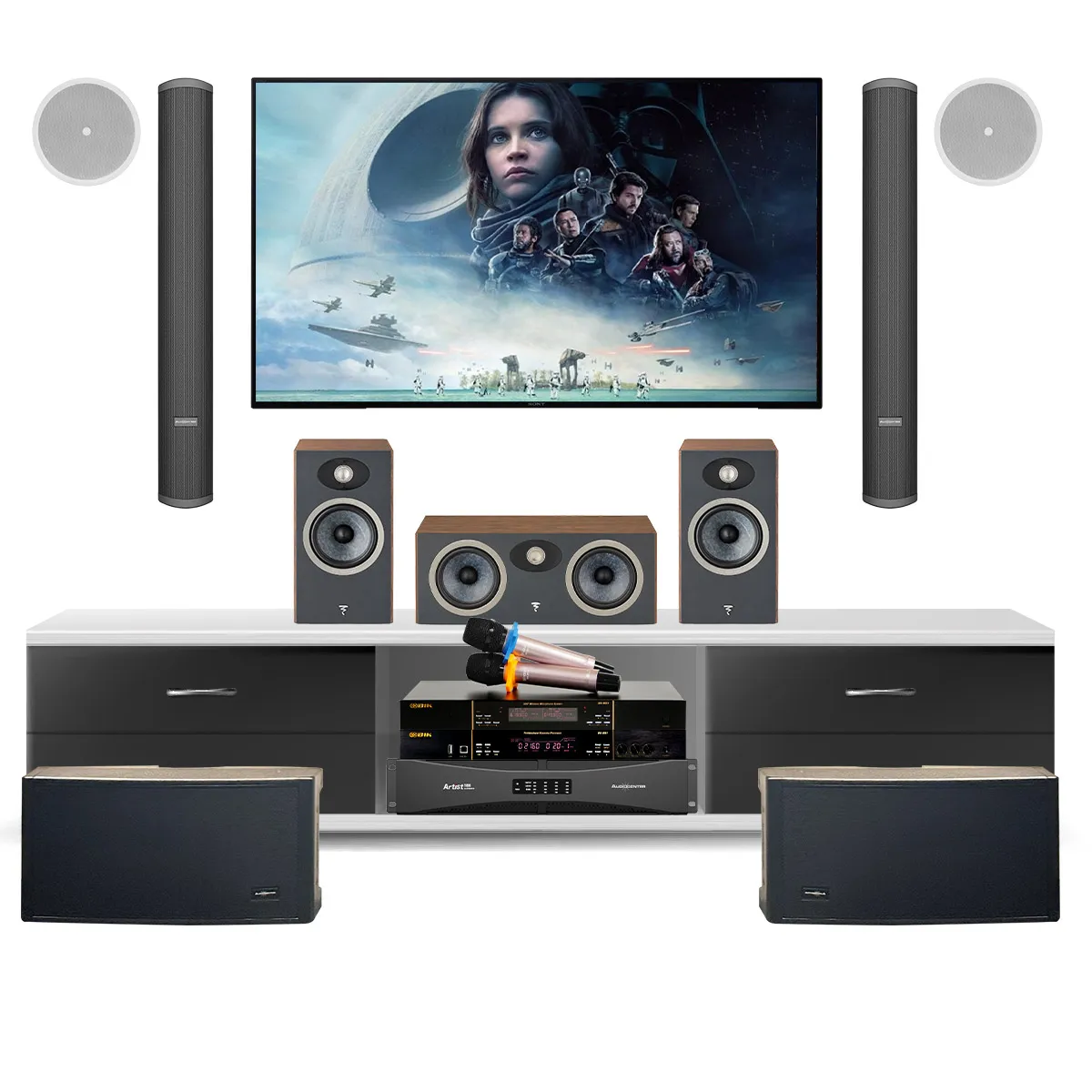 dàn karaoke, nghe nhạc, xem phim 3 trong 1 Audiocenter 02