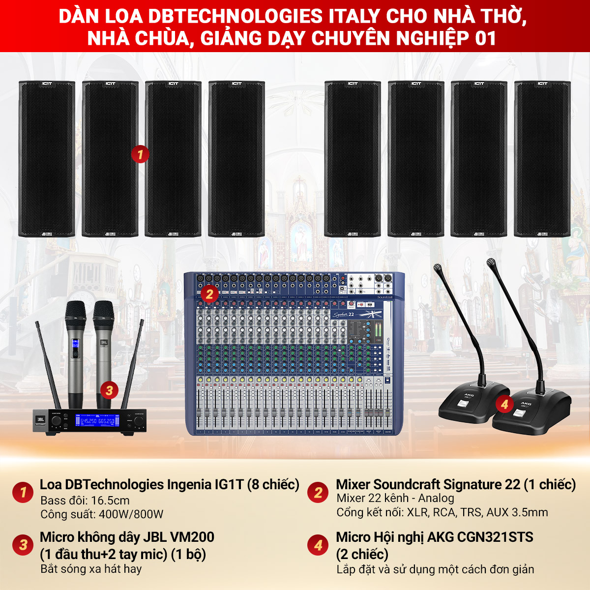 Dàn Loa dBTechnologies Italy Cho Nhà Thờ, Nhà Chùa, Giảng Dạy Chuyên Nghiệp 01