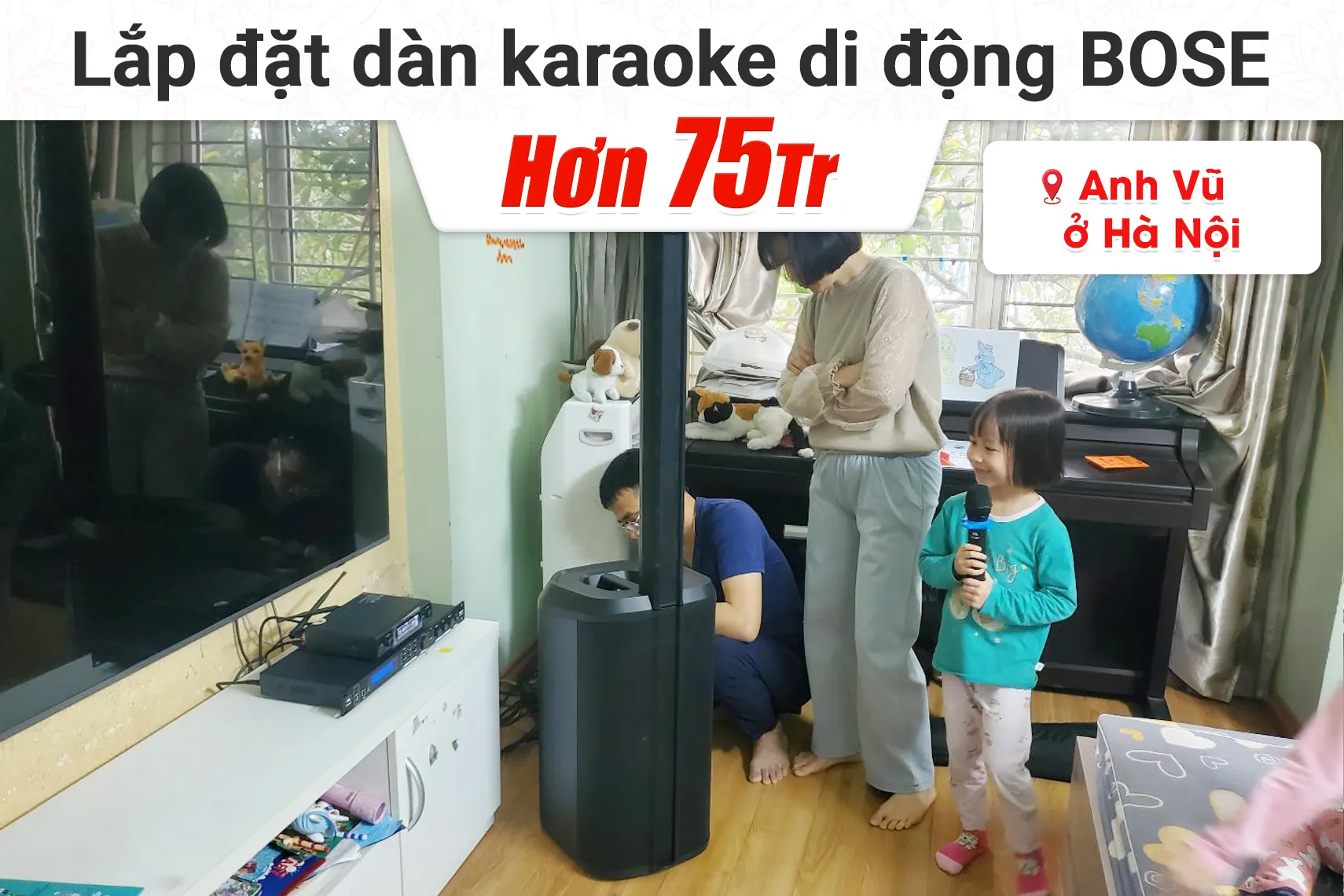 Lắp đặt dàn karaoke di động Bose hơn 75tr cho anh Vũ tại Hà Nội (Bose L1 Pro16, JBL VX8, JBL VM300)