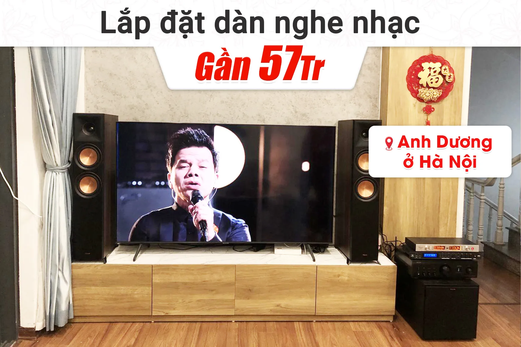 Lắp đặt dàn nghe nhạc gần 57tr cho anh Dương tại Hà Nội (Klipsch RP-6000F II, R101SW, Denon PMA-900HNE, JBL VX8)