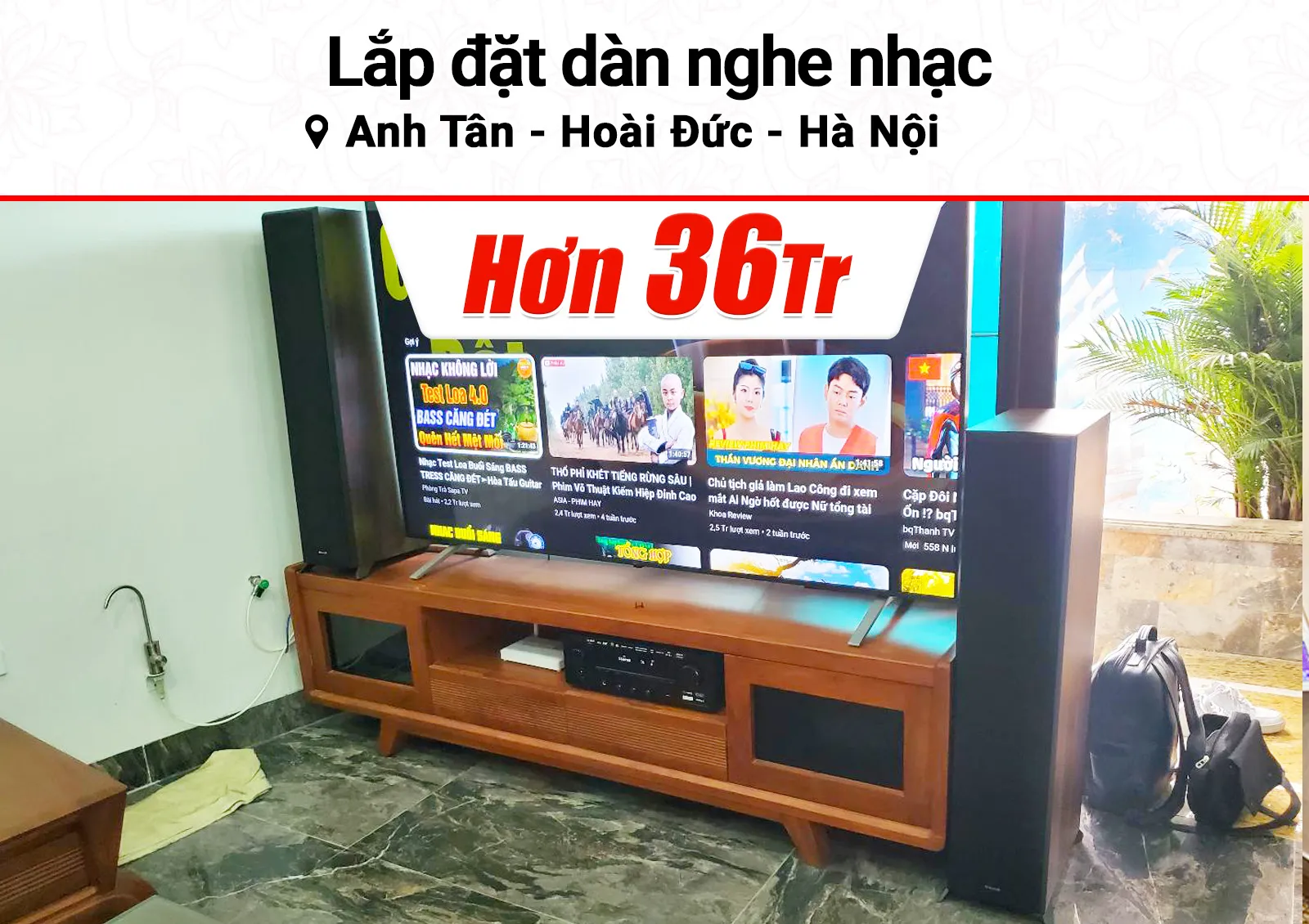 Lắp đặt dàn nghe nhạc hơn 36tr cho anh Tân tại Hà Nội (Klipsch RP-6000F II, Denon DRA-800H)