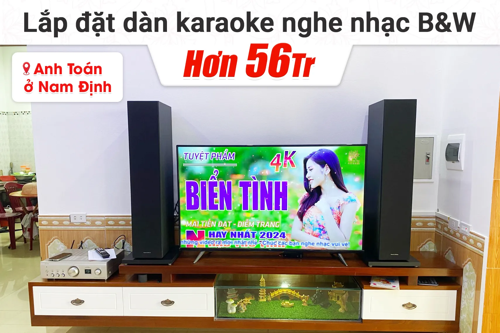 Lắp đặt dàn nghe nhạc B&W hơn 56tr cho anh Toán tại Nam Định (B&W 603 S2 Anniversary Edition, PMA-900HNE)