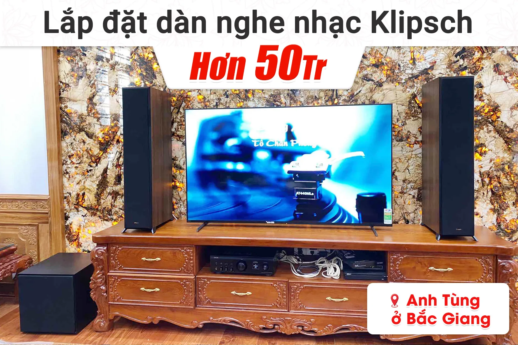 Lắp đặt dàn nghe nhạc trị giá hơn 50 triệu cho anh Tùng tại Bắc Giang (Klipsch RP6000F II, PMA-900HNE, R-121SW)