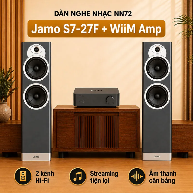 Dàn nghe nhạc 2 kênh Stereo NN72 (Jamo S7-27F, WiiM Amp)