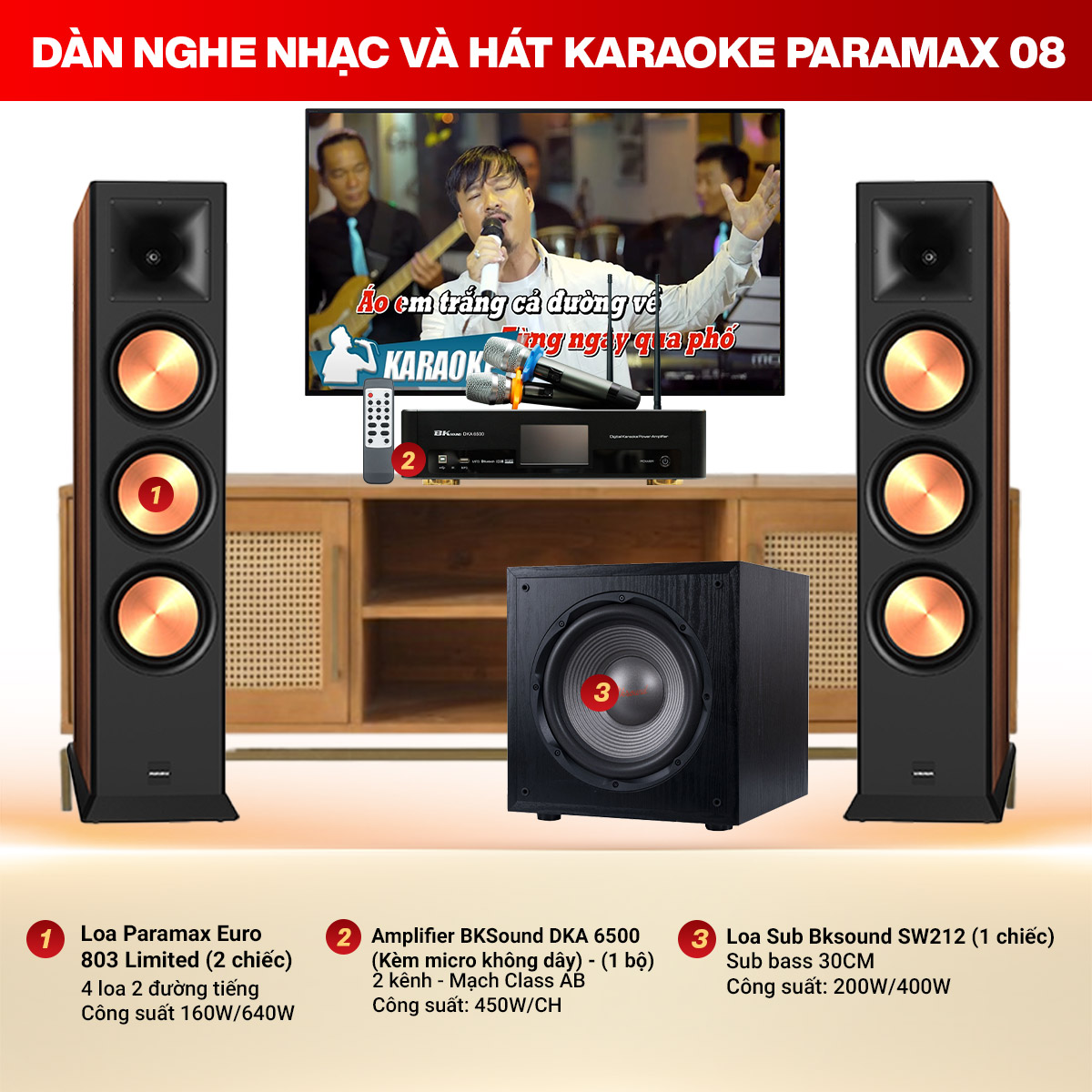 D&agrave;n nghe nhạc v&agrave; h&aacute;t karaoke Paramax 08