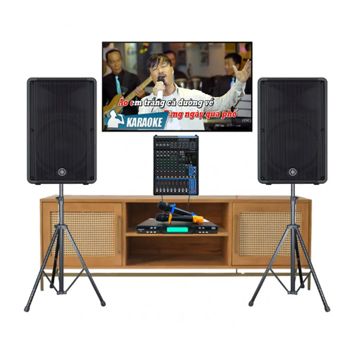 Dàn karaoke Yamaha Active 03 (Yamaha DBR15, Yamaha MG 12XU, Toprhyme M300, Chân loa)
