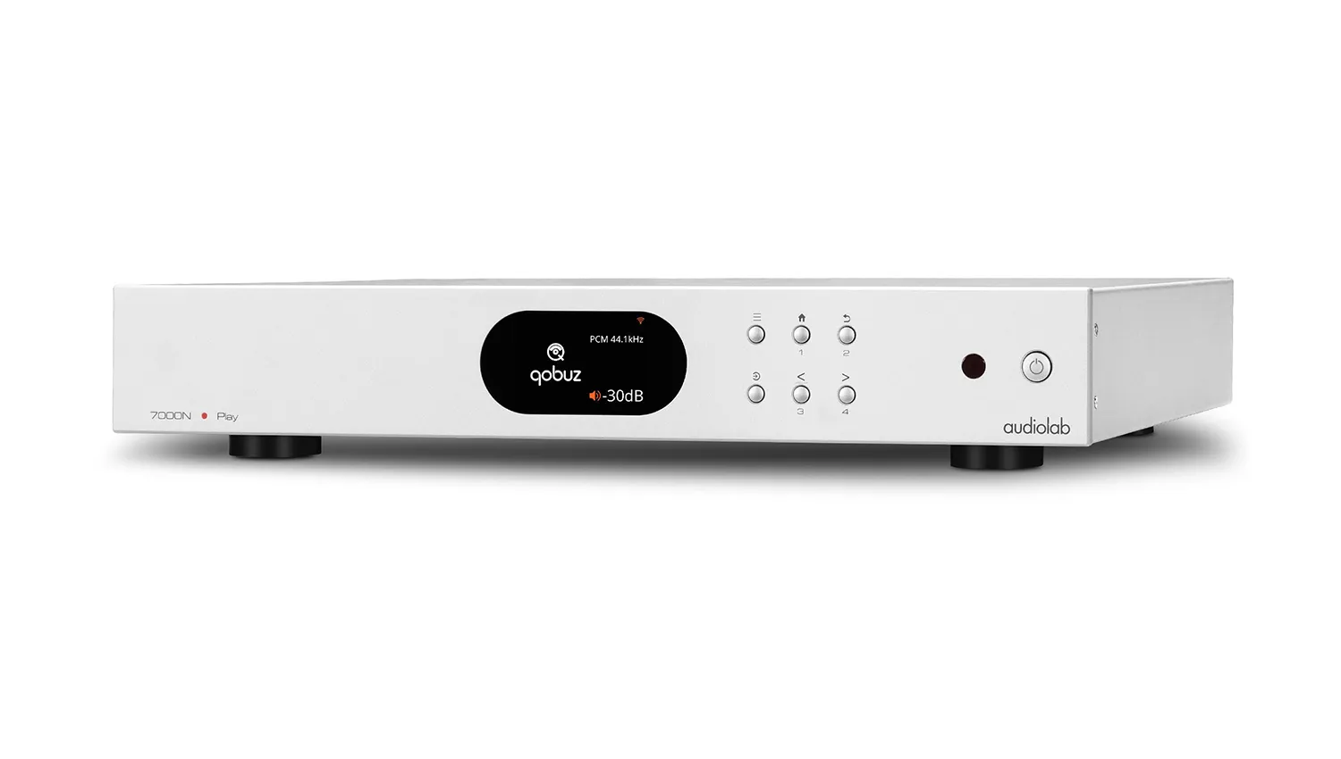 Đầu Audiolab 7000N Play màu trắng nghiêng trái