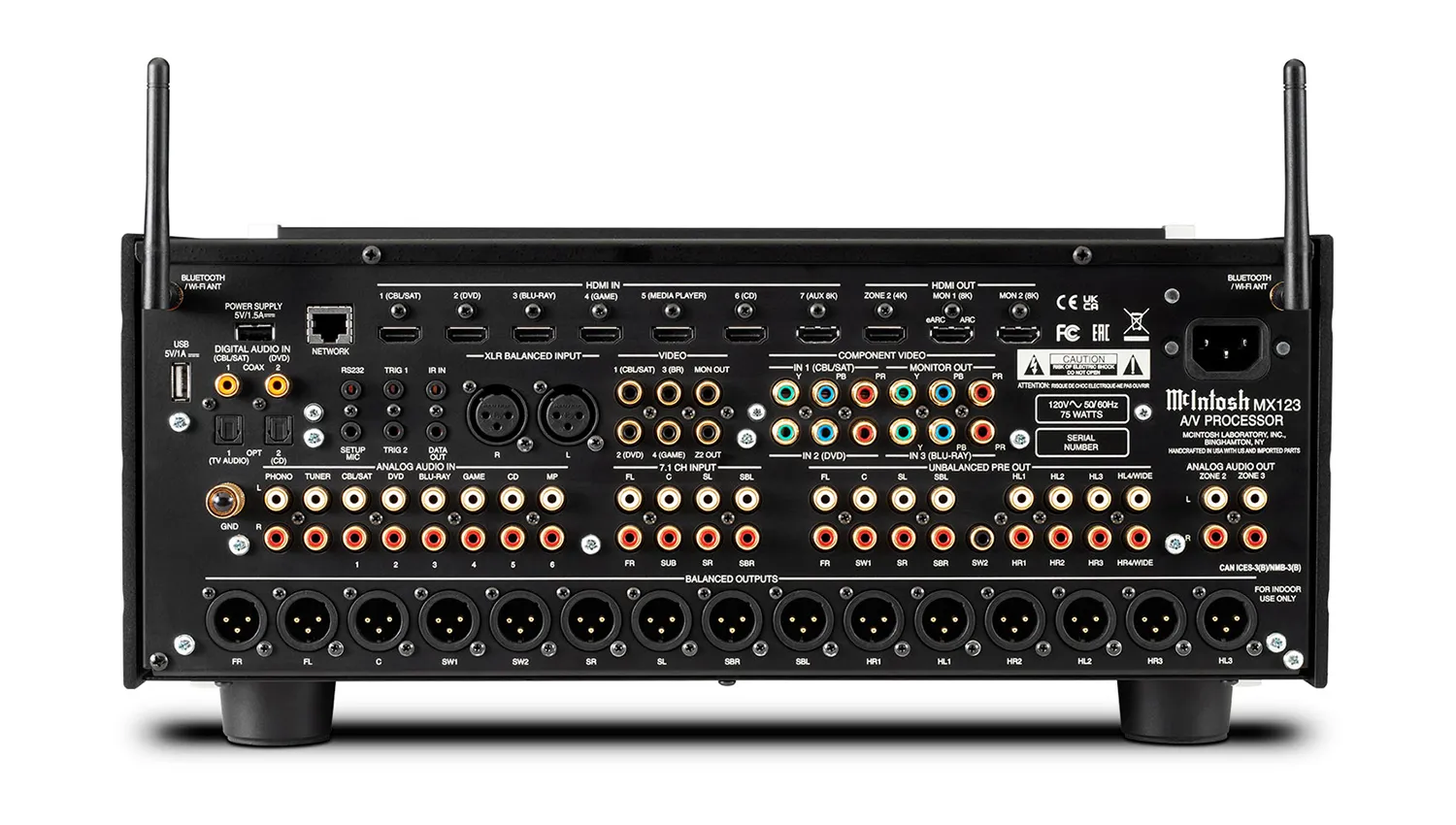 mặt sau Đầu AV processor McIntosh MX123