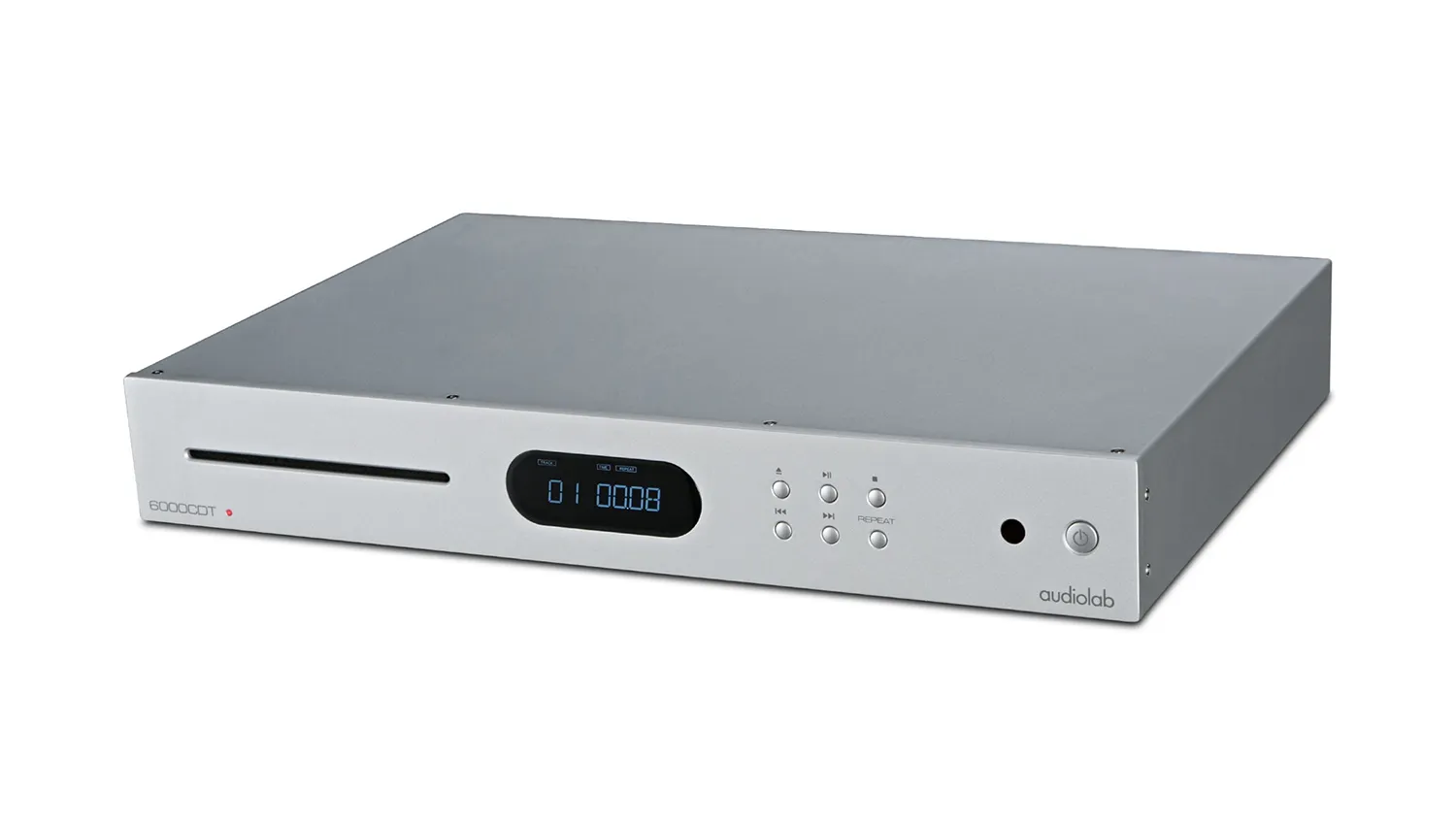 Đầu CD Audiolab 6000CDT nghiêng trái màu trắng