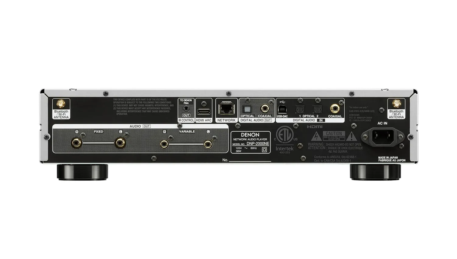 mặt sau Đầu phát Streaming nhạc số Denon DNP-2000NE màu bạc