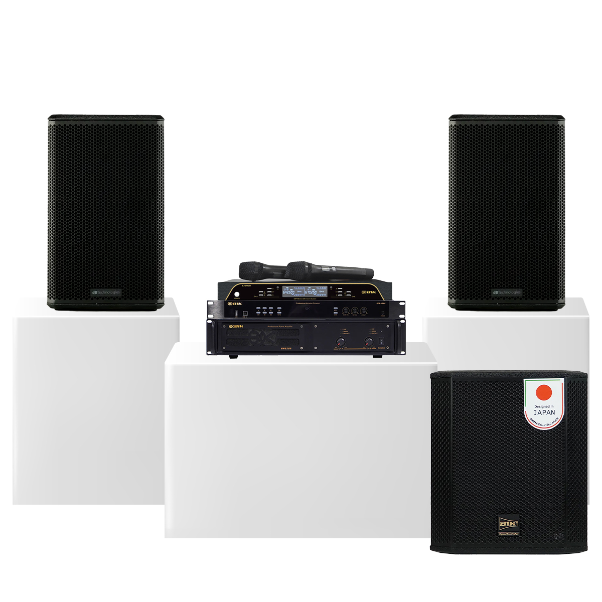 Dàn karaoke gia đình dBTechnologies 19 (dBTechnologies LVXP10, BIK VM620A, BIK BPR-5800, BIK BBK-W25A, BIK BJ-U200)