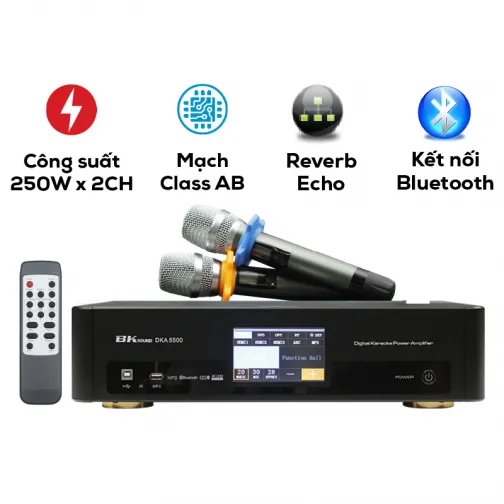 Digital Karaoke Power Amplifier BKSound DKA 5500 (2 kênh, 250W, Kèm micro không dây)