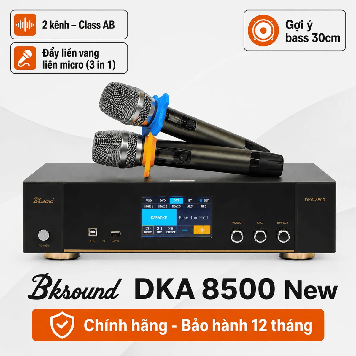 Digital Karaoke Power Amplifier Bksound DKA 8500 New 2026 (750W, Optical, HDMI, Kèm 2 micro)