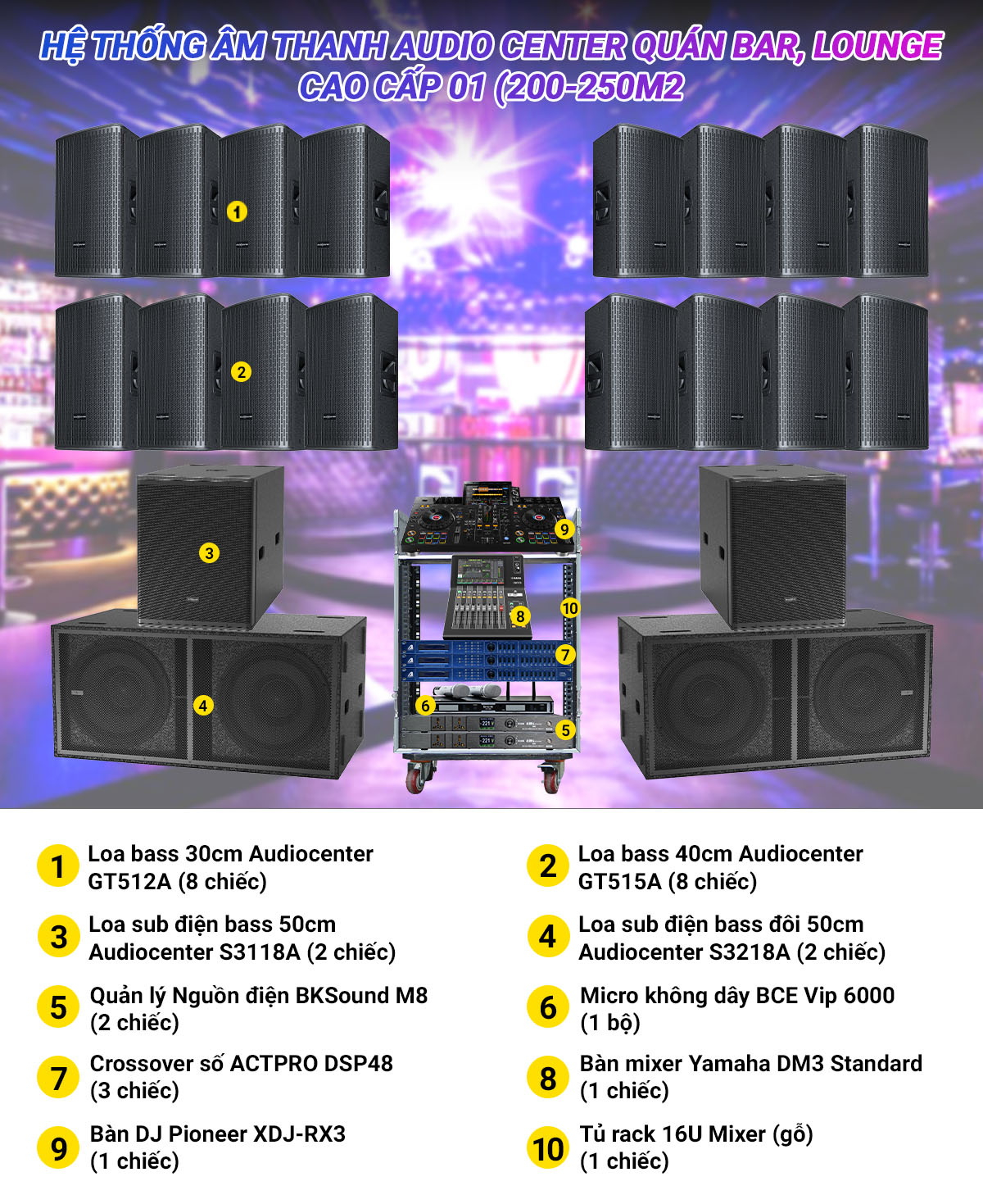 Hệ Thống &Acirc;m Thanh Audiocenter Qu&aacute;n Bar, Lounge Cao Cấp 01