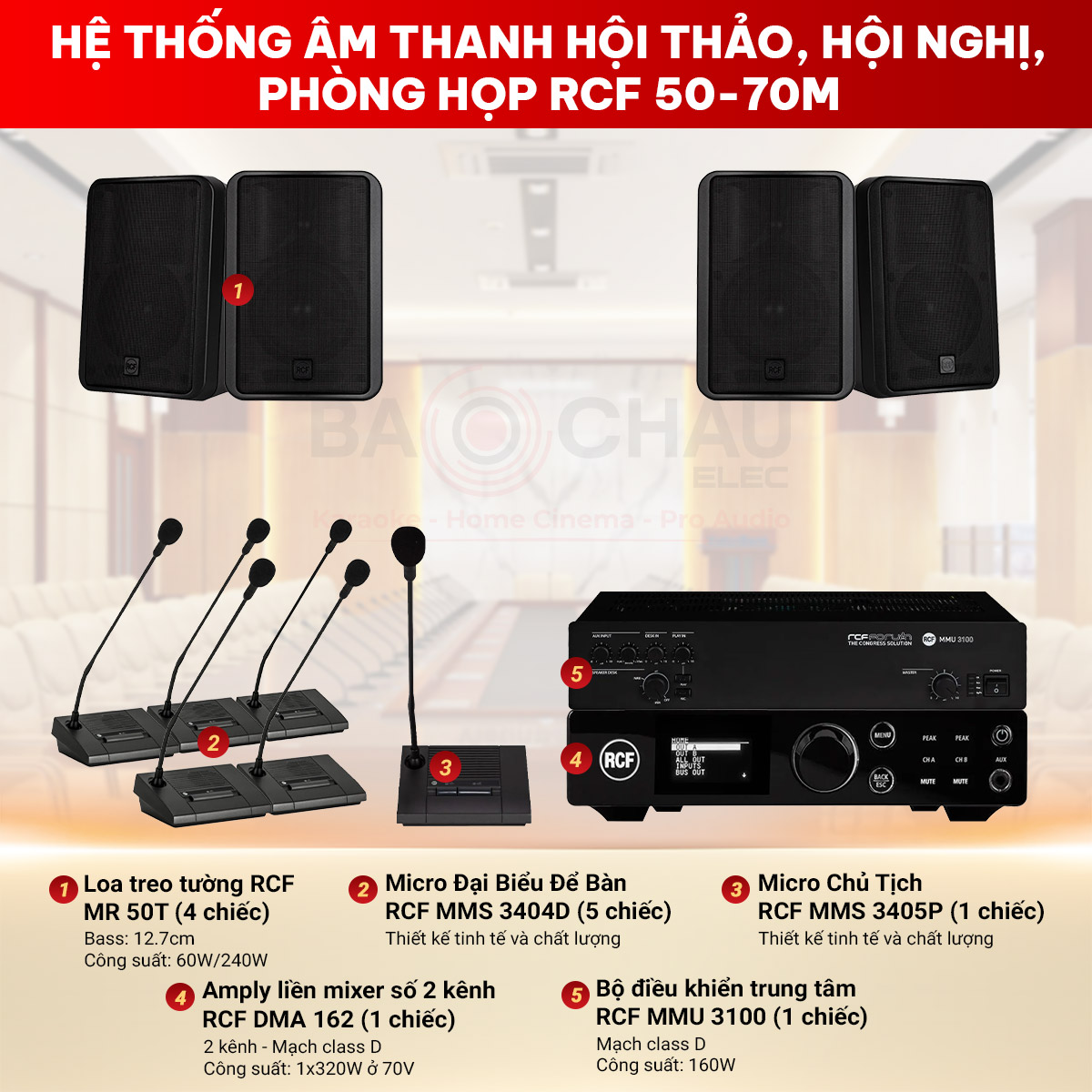 Hệ thống &Acirc;m thanh hội thảo, hội nghị, ph&ograve;ng họp RCF 50-70m
