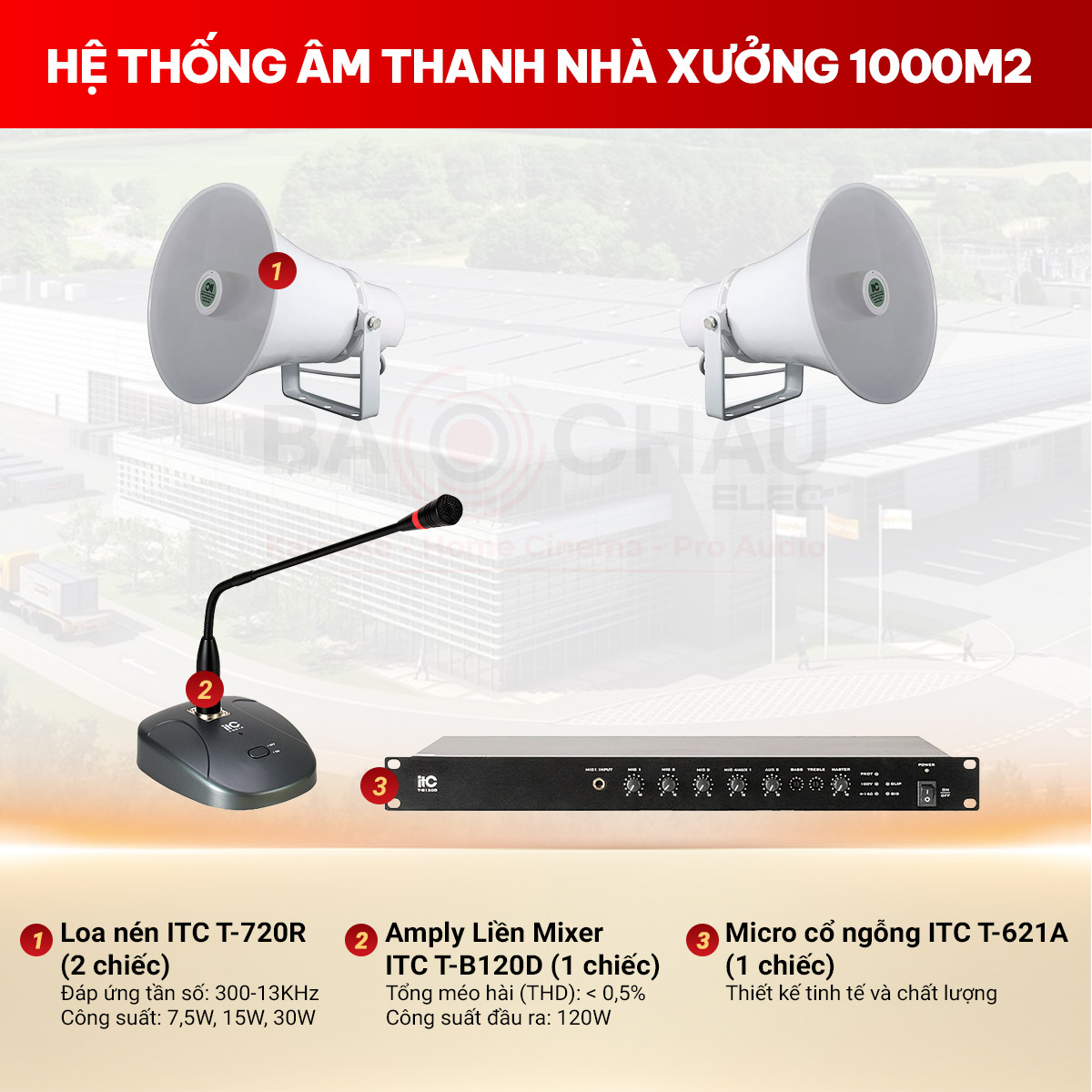 Hệ thống &acirc;m thanh nh&agrave; xưởng 1000m2