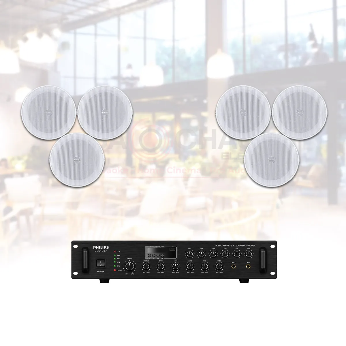hệ thống âm thanh nhạc nền cafe nhà hàng spa Philips 03
