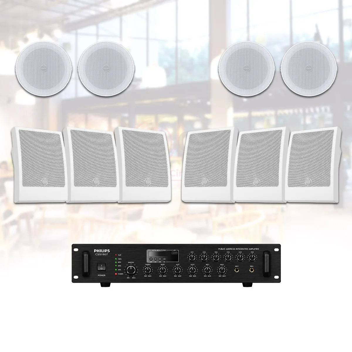 Hệ thống âm thanh nhạc nền cafe nhà hàng spa Philips 04