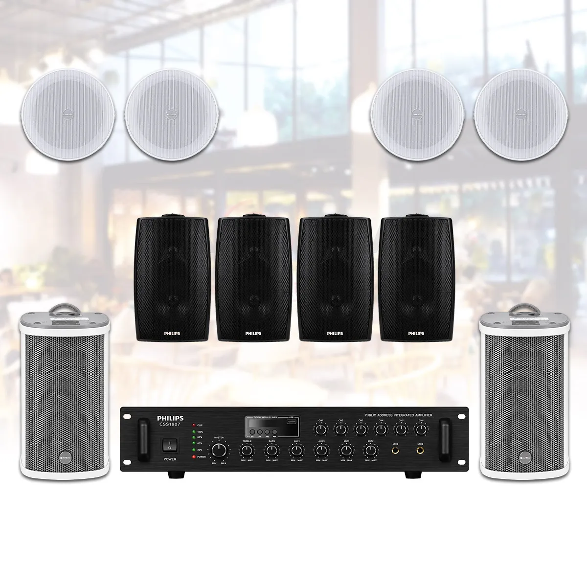Hệ thống âm thanh nhạc nền cafe nhà hàng spa Philips 05 - 50-100m²