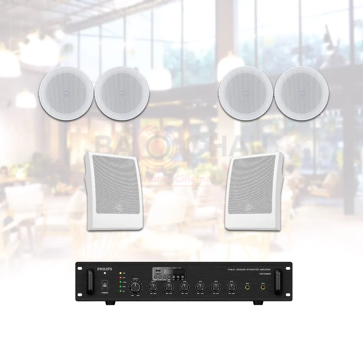 Hệ thống âm thanh nhạc nền cafe nhà hàng spa Philips 08