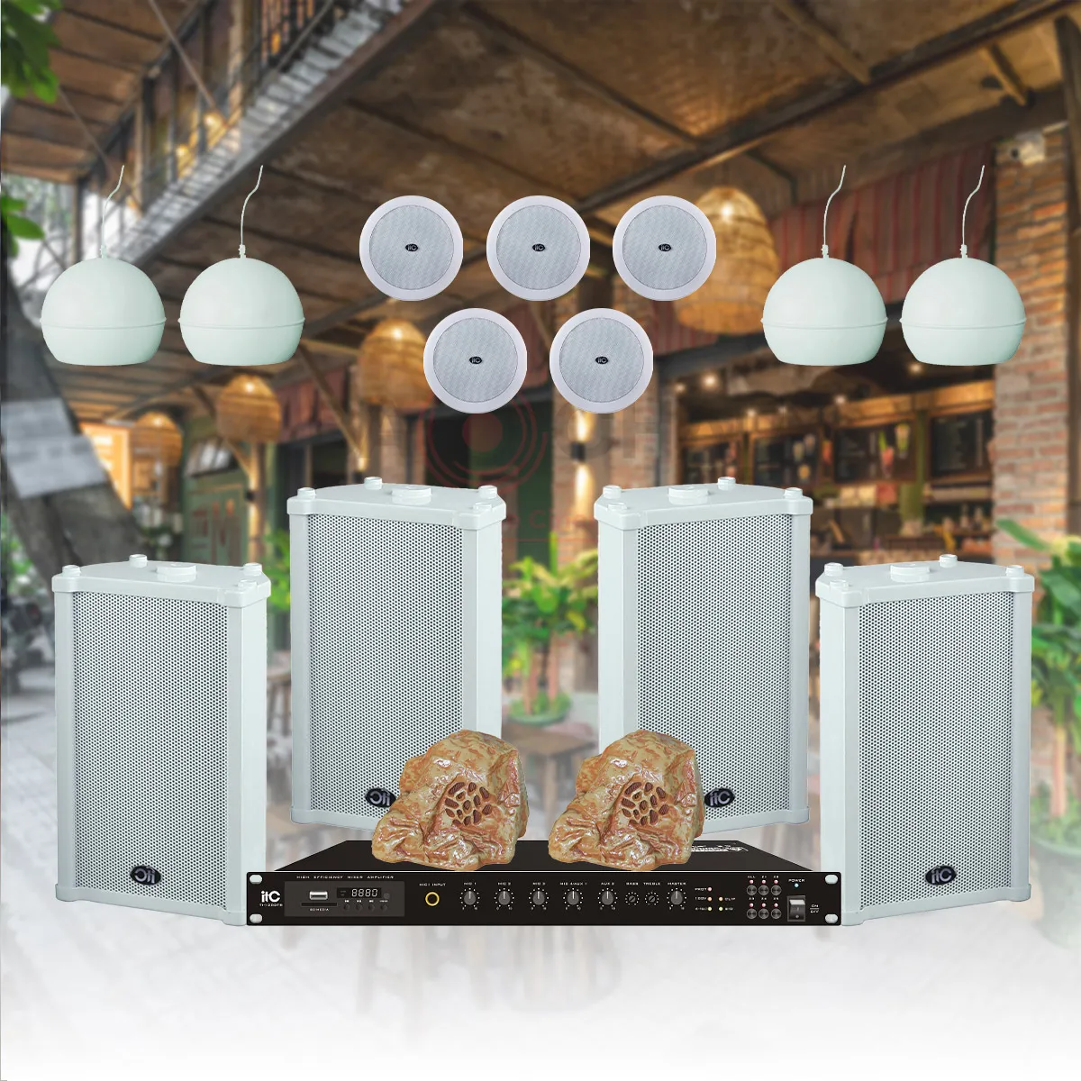 Hệ thống âm thanh nhạc nền quán cafe, nhà hàng 500m2 phân vùng cao cấp
